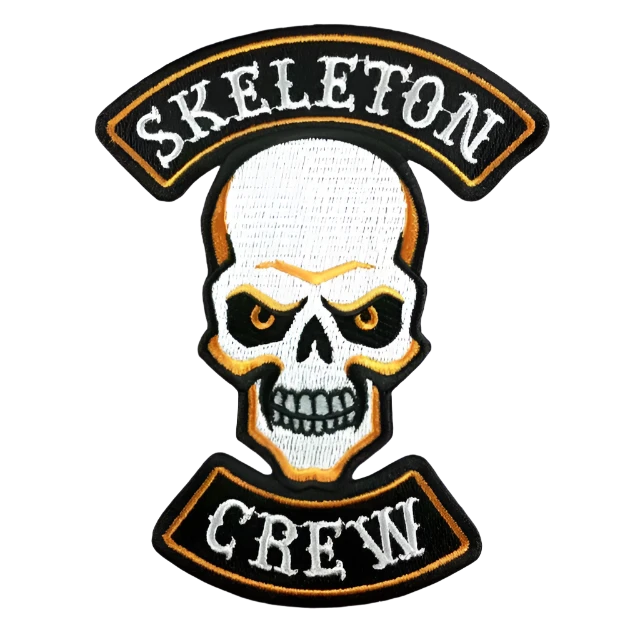 Skeleton Crew Skull Halloween Patch, Iron-on