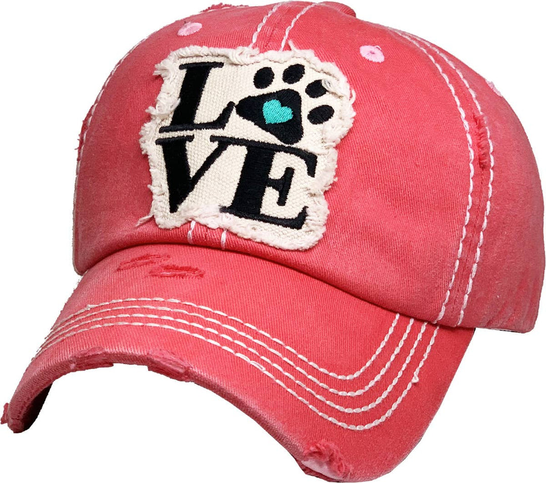 Paw Love Vintage Ballcap, Black