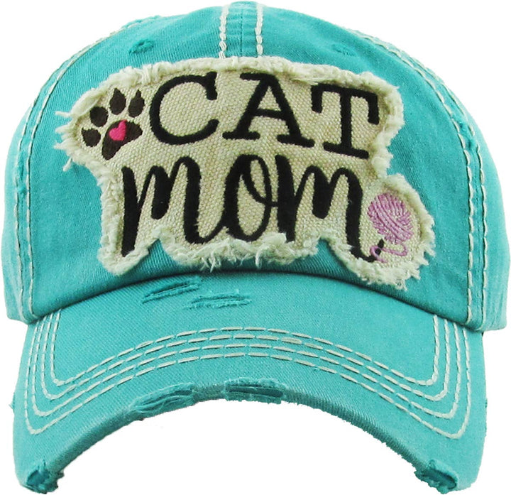 CAT MOM Washed Vintage Ball Cap: BUR