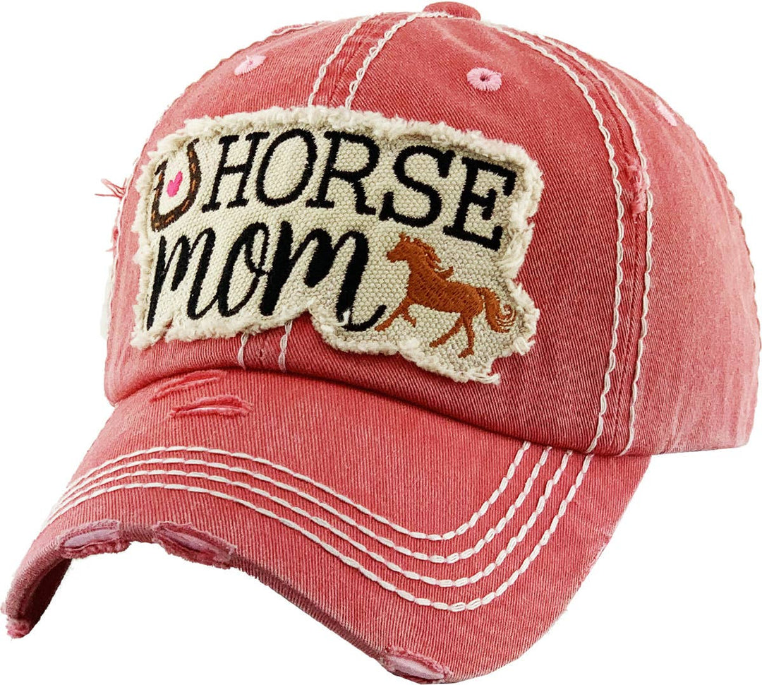 HORSE MOM Washed Vintage Ballcap: TUQ