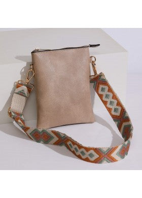 Solid Crossbody Cellphone Bag w/Wide Shoulder Strap