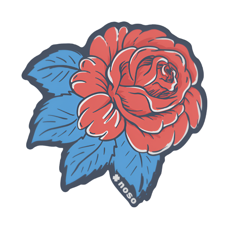 NoSo Red Rose Blue Leaves