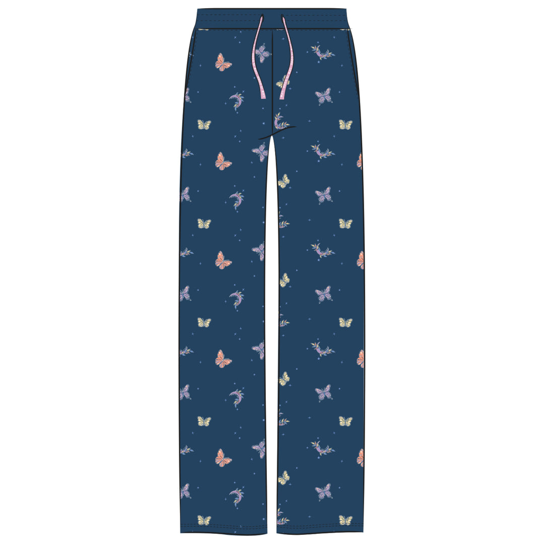 W'S SLEEP PANTS SNUGGLE UP CELESTIAL BUTTERFLY PATTERN